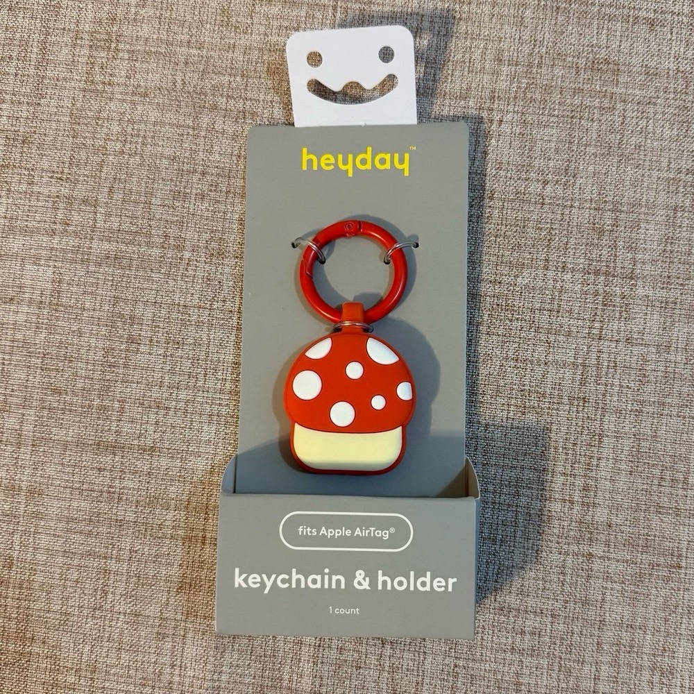 Heyday Mushroom Apple AirTag Keychain and Holder - New